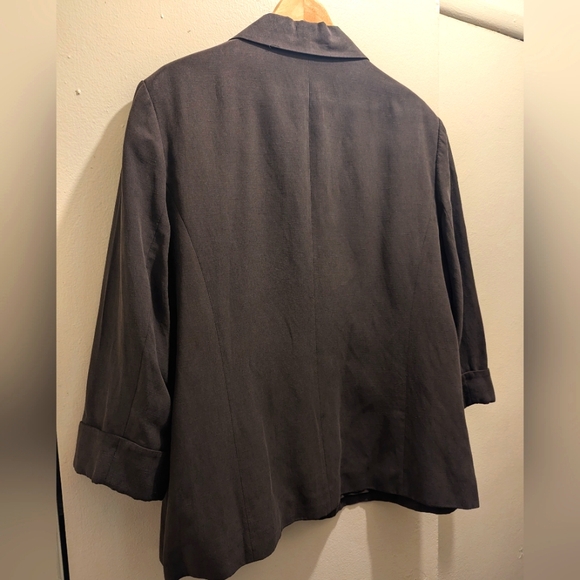 Chico's Brown Silk Linen Blend Blazer Button Front Collar 3/4 Sleeves- 3 (XL/16) - Picture 12 of 16